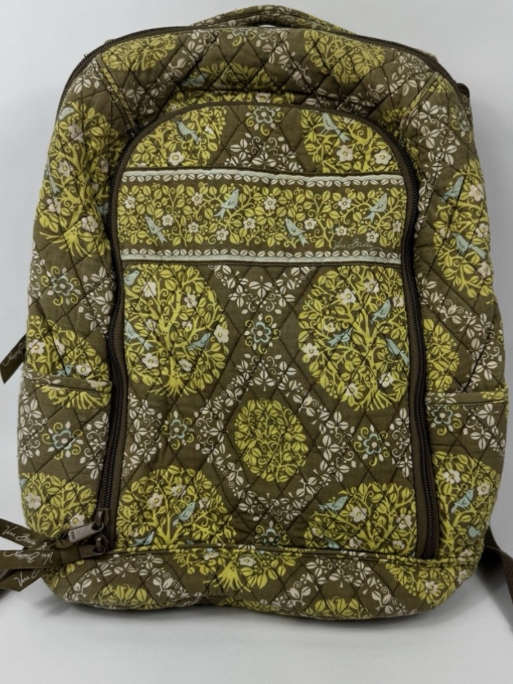 Vera Bradley Sitting in a tree green and Yellow Floral cotton large backpack